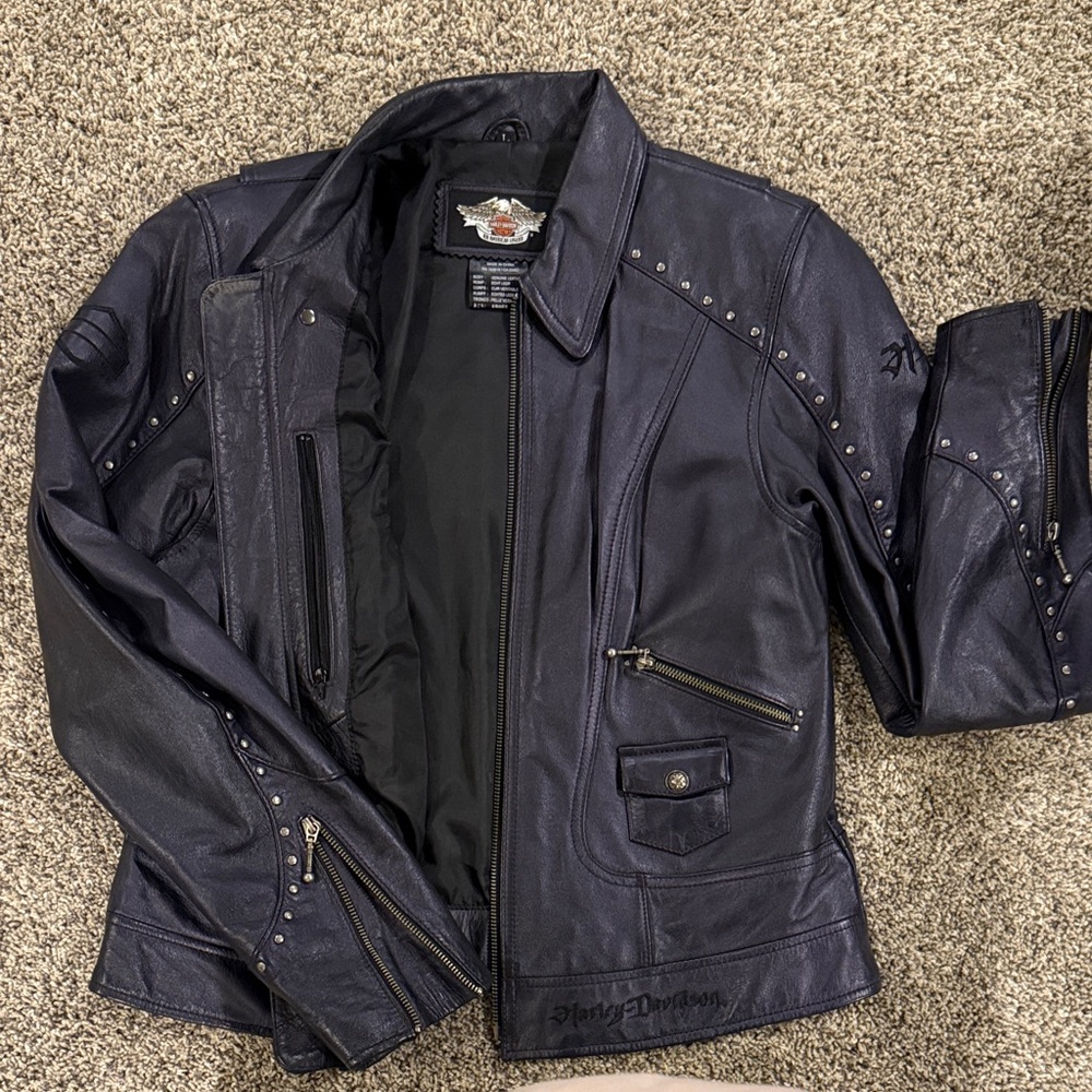Harley-Davidson Women's Black Leather Jacket with Stud Accents
